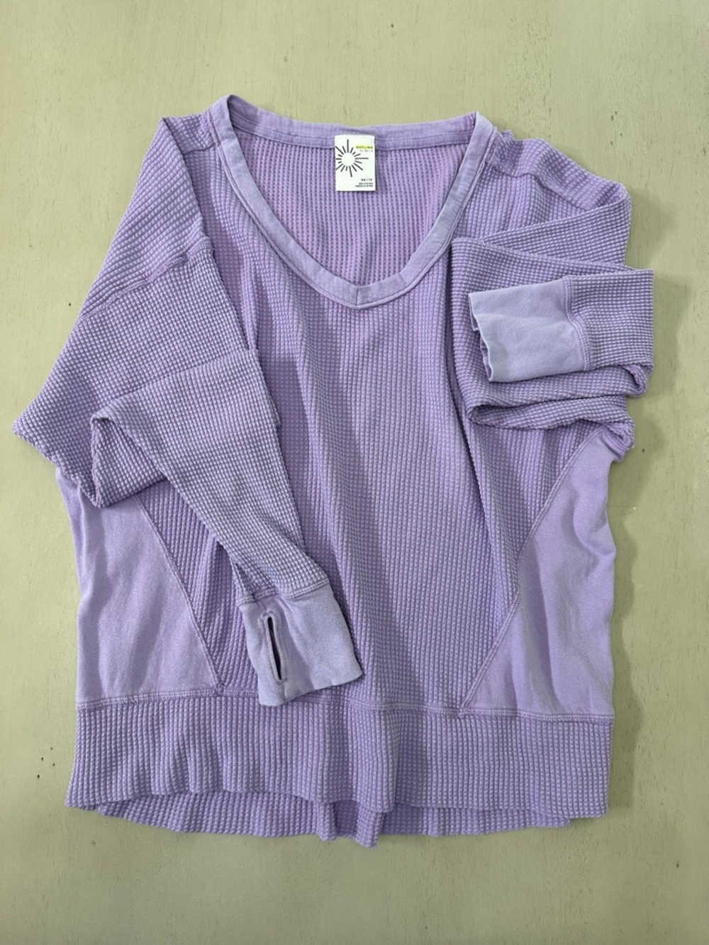 aerie Lavender Wow! Waffle Knit Long Sleeve Tee